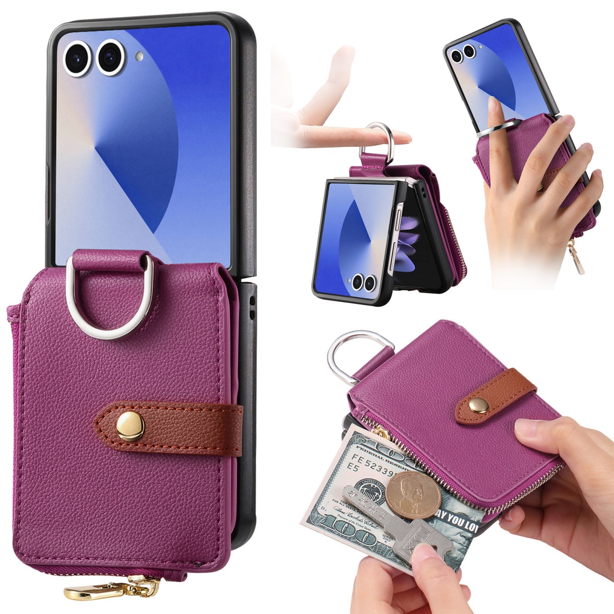 Funda de Lujo para Teléfono co - Leather Wallet Card Holder Phone Cover reseña y precio